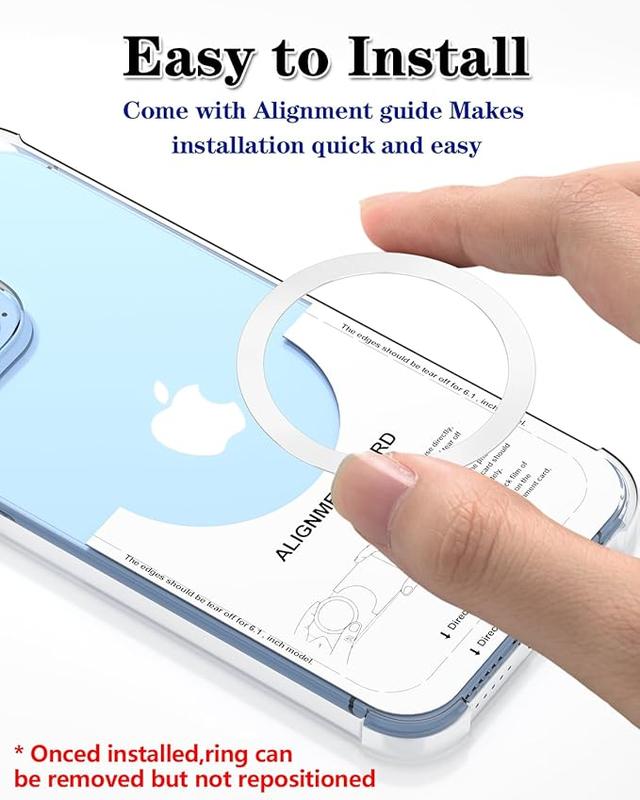 6PCS Ultra-Thin MagSafe Metal Rings – 0.4mm Magnetic Stickers for iPhone 16–12, Galaxy S24/S23, Wireless Charger & Case Alignment Protector Cover