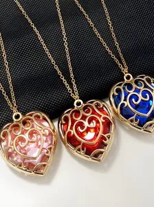 Hyrule Warriors Link Skyward Sword Pendant Jewelry Heart Shaped Necklace for Women Men, Zelda Inspired Gift Accessory for Fans