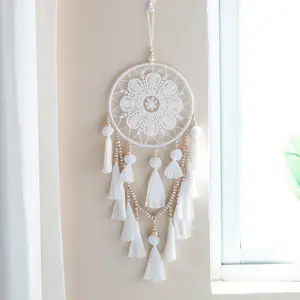 Flower Shaped Dream Catcher, 1 Count Boho Style Tassel Design Dream Catcher, Hanging Decor for Home Bedroom Living Room Boho Decoration