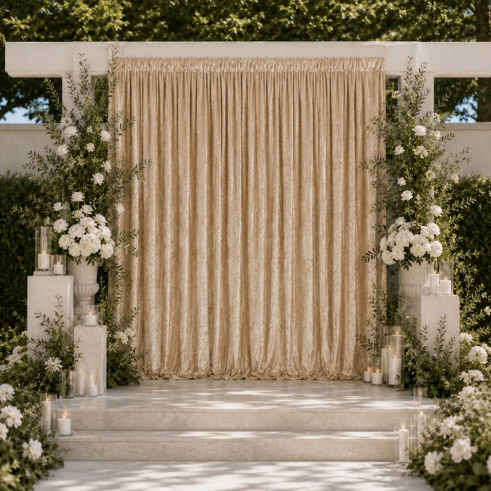 Beige Premium Crushed Velvet Backdrop Curtain 10ft x 10ft – Photo Booth Backdrop & Event Drape Panel with Rod Pocket, 70% Blackout