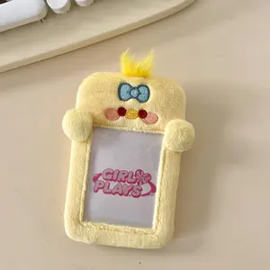 Chick Plush Furry Animal Photocard Keychain Cute Holder for K-Pop Photocards