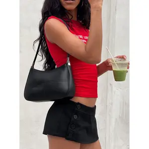 Sombre Faux Leather Shoulder Bag Black / Silver