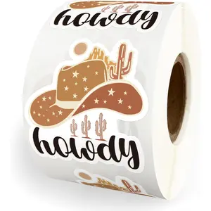 500 count Cowboy Hat Sticker, Western Party Stuff Stickers Roll, Howdy  Life Sticker, Happy Mail Packaging Labels, Thank You Stickers Western Decor