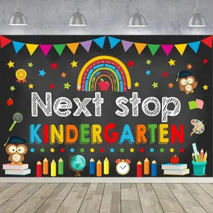 1Set Next Stop Kindergarten Backdrop Decoration Preschool Graduation Decoration Pre K Graduation Decors Class of 2026 Kindergarten Graduate Supplies for Preschool Graduate Party Supplies