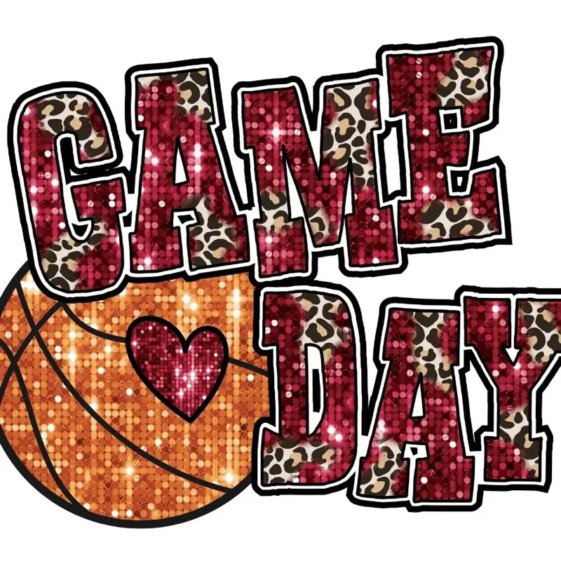 Game Day Sublimation Print with Leopard Print and Basketball Design for Sports Fans