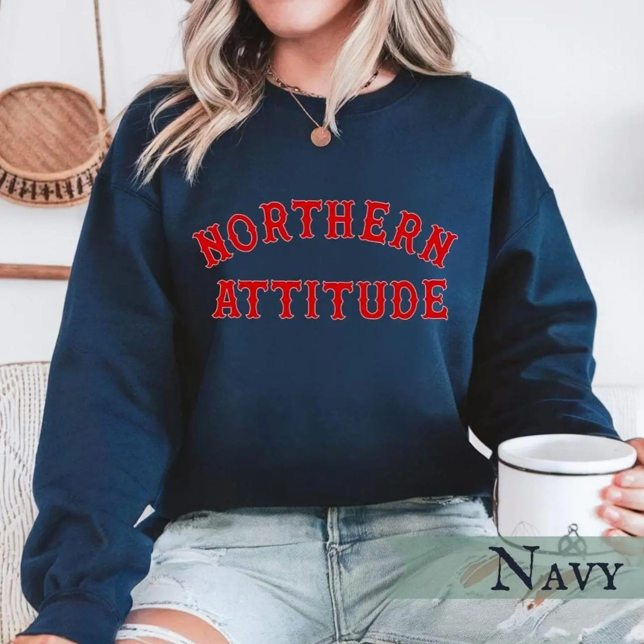 Northerner's Attitude New England Funny Humor Crewneck Original Hand Drawn Sweatshirt