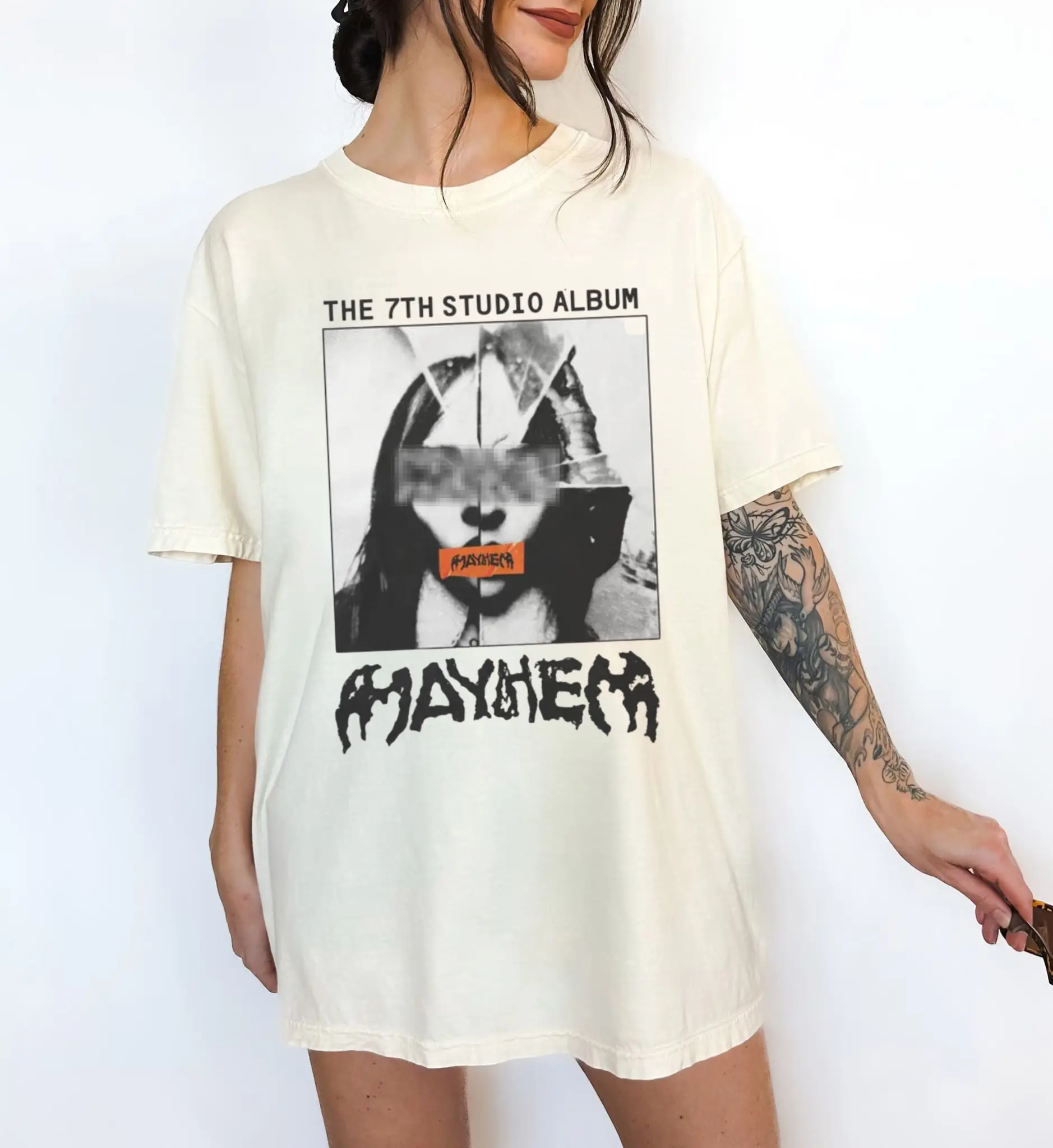 Mayhem Tshirt, Blurry Face Red Font Design Tee, Little Monsters Shirt, Pop Music Lover Shirt, Gift for Little Monster, Mayhem Shirt