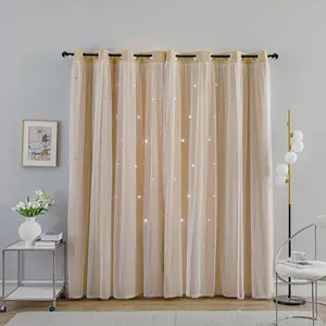 Star Pattern Curtain, 1 Count LED String Light Decorative Curtain, Home Decor for Living Room Bedroom, Room Divider Curtain