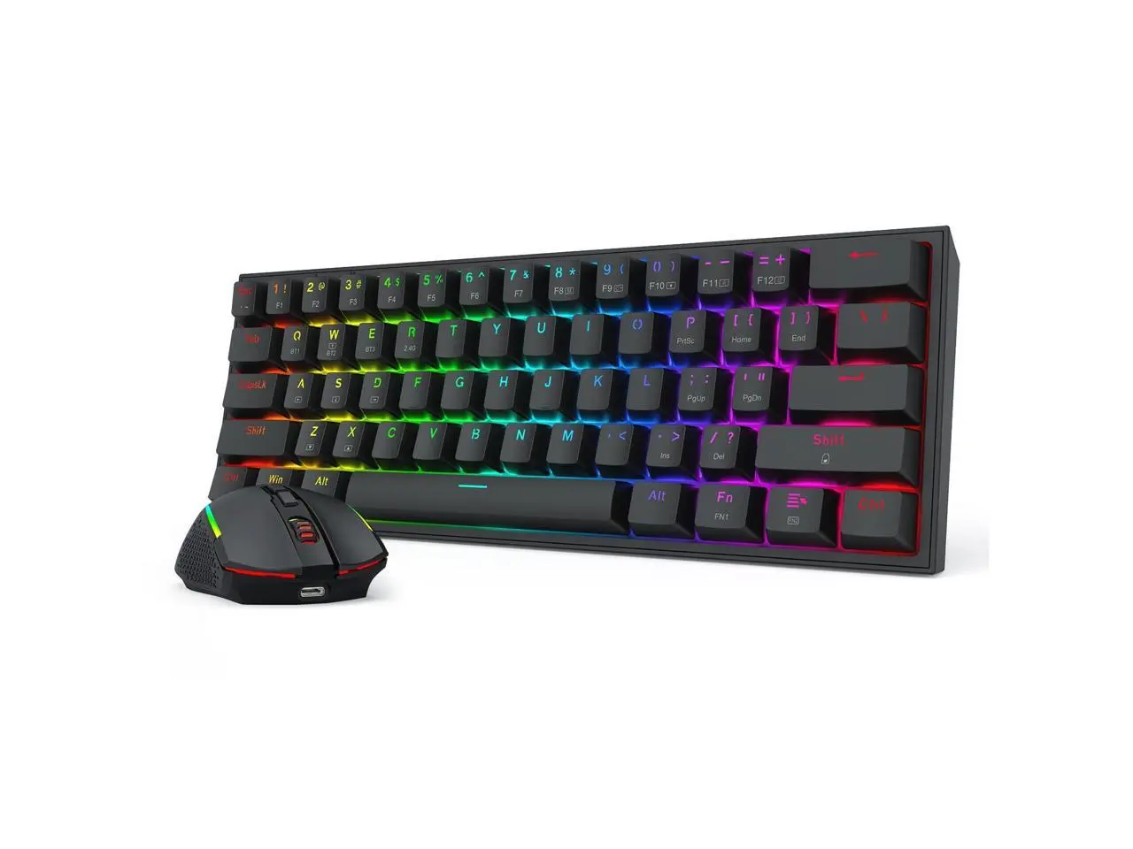 Redragon S144 Gaming Keyboard & Mouse Combo, 60% K617 Tri-Mode Wireless RGB Mechanical Keyboard and 7200 DPI Wireless Gaming Mouse Bundle, Convenient Shared Dongle