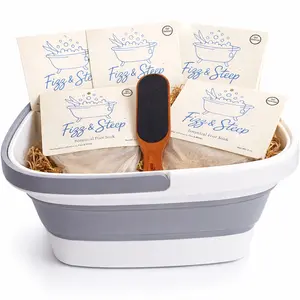 Fizz & Steep Oat & Embrace Foot Spa Bundle (5-Pack + Pumice + Collapsible Tub)
