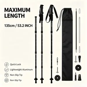 Unisex Trekking Pole, Collapsible Aluminum Alloy Walking Stick - Lightweight, Adjustable & Anti-Slip for Hiking, Mountaineering & Travel, Collapsible Alloy Stick, Walking Sticks