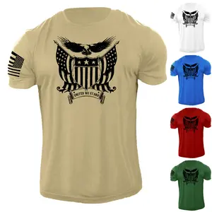 Men's American Eagle Flag T Shirt USA Distressed Patriotic 100% Cotton Menswear Soft Top