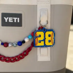 Custom Softball Number Charm or Bag Tag for Camino Tote Bag, Clip on Bag Accessory, Softball Mom Gift, Softball Bag Tag, Custom Mother's Day