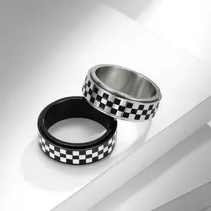 Checkered Flag Fidget Spinner Band Ring