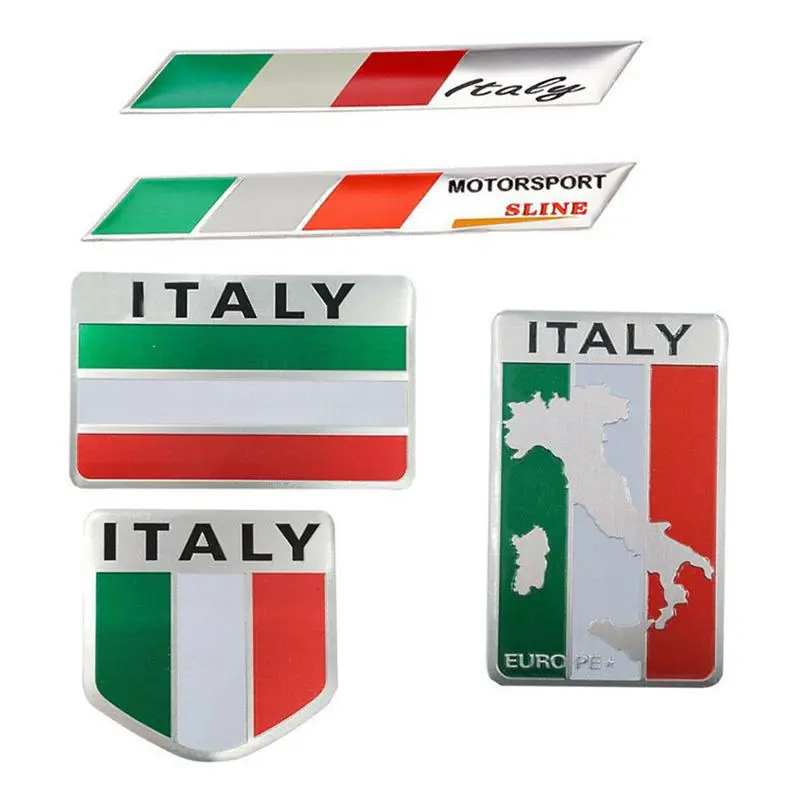 Aluminum 3D Metal ITALY Italian Flag Sticker Emblem Badge Decal Car Decorate