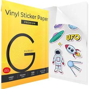 Vinyl Sticker Paper, Frosty Clear, Matte and Glossy Printable Sticker Paper for Inkjet Printer (Glossy, 20 sheets)
