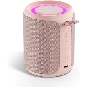 Bluetooth Speaker Wireless,IP67 Waterproof & Dustproof Portable Speaker with Lights,15W Loud Stereo Sound, 2500mAh Battery All Day Playtime, TWS Pairing, BT5.3, Home/Party/Outdoor/Beach (Pink)
