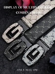 Men's Luxury New Leather Belt, High-End Fashion Business Casual Waistband, Automatic Buckle Design, Easy Wear, All Seasons, Leather Adjustable Belts