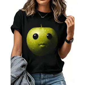 Green Apple With Eyes Women Men T-Shirt Cotton Clothing