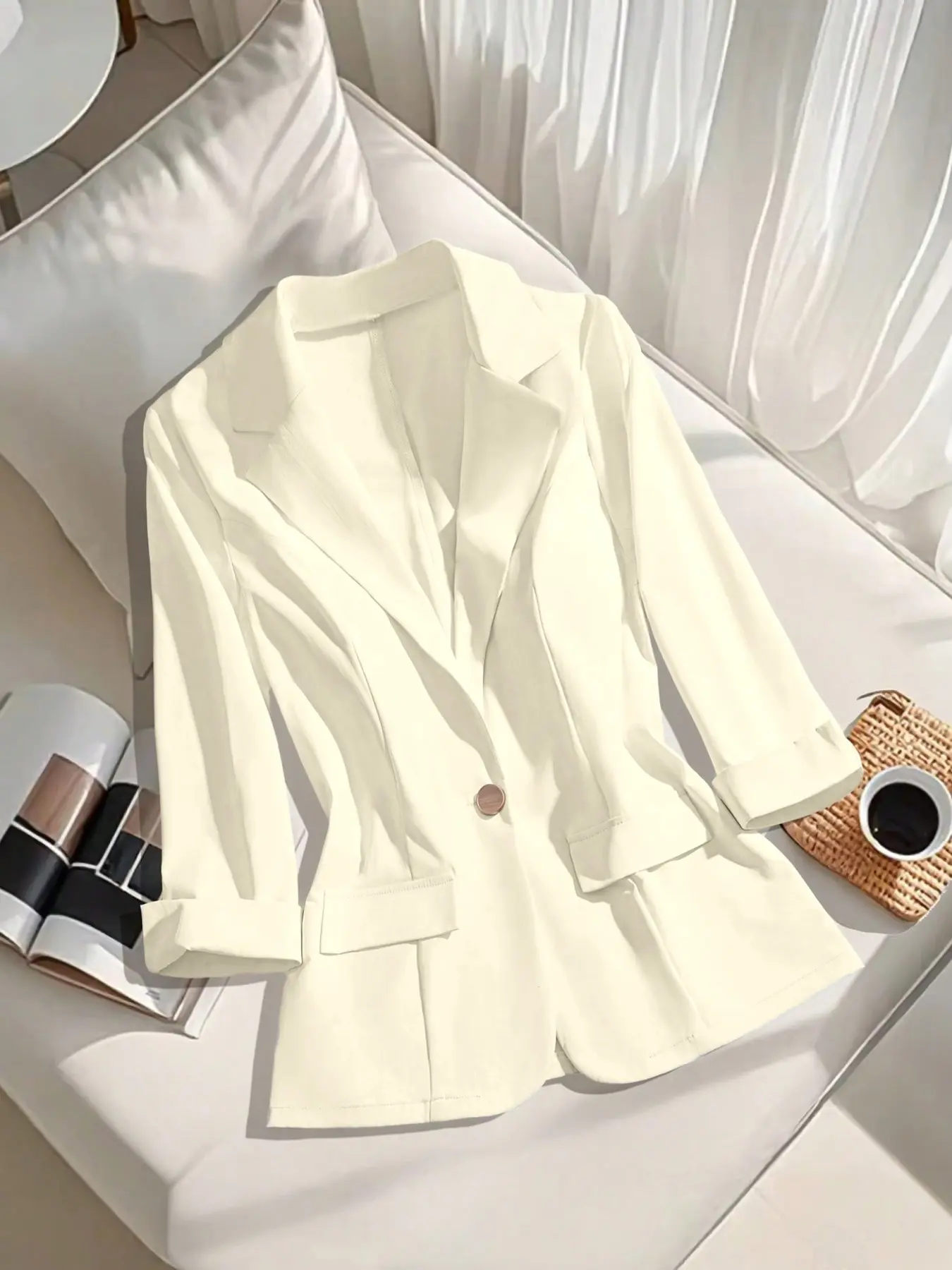 Women's Satin Casual Blazer Jacket, Elegant Ladies' Outerwear, Perfect for Office & Party, Stylish Women's Clothing