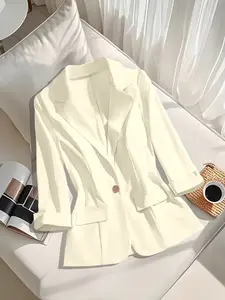 Women's Satin Casual Blazer Jacket Suits, Elegant Ladies' Outerwear, Perfect for Office & Party, Stylish Women's Clothing