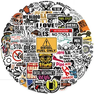 Wholesale 50 PICS Hard Hat Mechanic Vinyl Stickers for Toolbox Lockbox Speakers Guitar Laptops Hard Hat Bottles Vehicles Windows Rooms and More Waterproof Handcrafted Designs Made in USA
