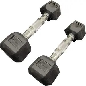 Rubber Coated Hexagon Dumbbells - Set of 2
