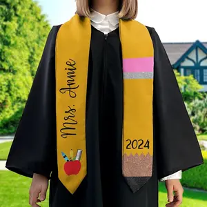 Personalized Teacher Stole, Custom Teacher Graduation Stole, Pencil Stole Graduation Class Of 2025, Teacher Graduation Sash