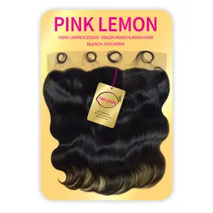 Pink Lemon Unprocessed Virgin Remi Human Hair HD 13X4 Full Lace Closure Body Wave 14"