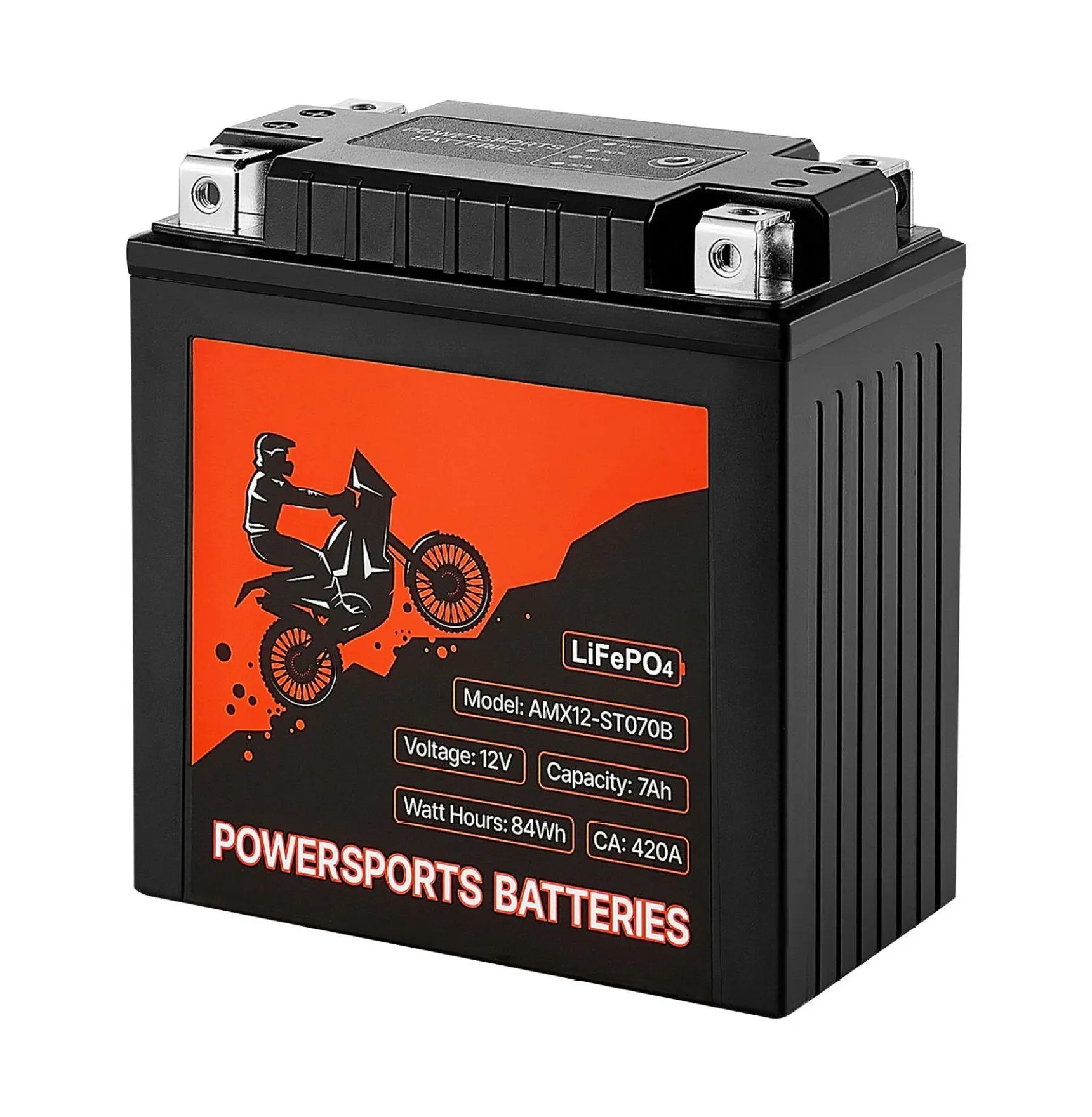 Motorcycle Battery 12V 7Ah LiFePO4 Lithium - ATV, Scooter, Jet Ski, UTV Power - Maintenance Free, High Performance, Pre-Charged Default
