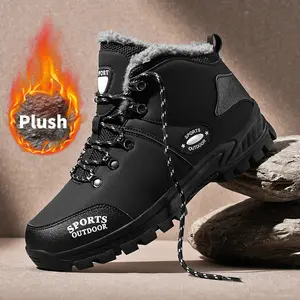 Non-Slip High Quality Winter Hiking & Hunting Boots with Plush Faux Fur Lining - Warm Insulated Unisex Ankle-High Outdoor Boots with EVA Sole, Slip-Resistant Traction, Wide Toe Box & Round Toe for Men & Women - All-Season Trekking, Snow Walking