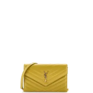 Pre-owned Yves Saint Laurent material Messenger Bags Saint Laurent Classic Monogram Wallet on Chain Matelasse Chevron Leather Small by Rebag