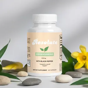 Resolute Ashwagandha 650mg with Black Pepper 60 Capsules for Men & Women Organic Supplement Supports Overall Health