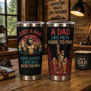 Funny Bigfoot Dad Tumbler, Just a Dad Who Came Back With the Milk Mug, Retro Sasquatch Gift for Father, Cool Dad Cup, Father Day Gift