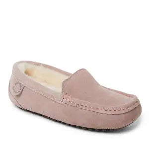 Fireside By Dearfoams Women's Mel Genuine Shearling Moccasin Slipper - Dusty Pink Size 10W