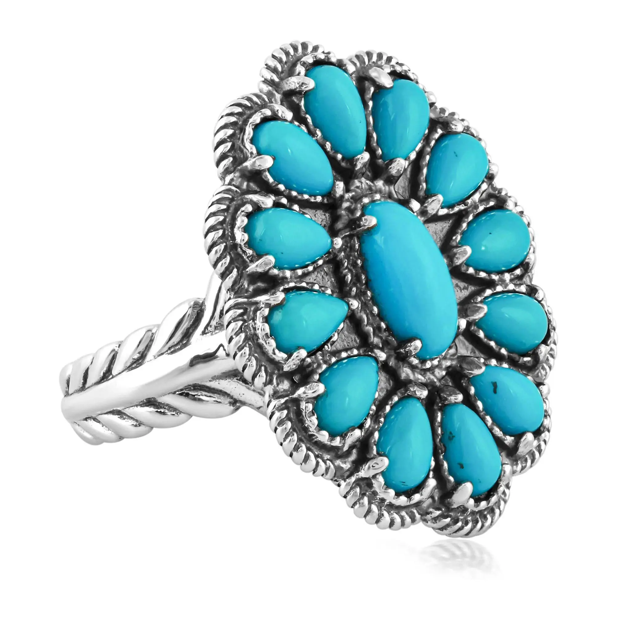 American West Sterling Gemstone Cluster Ring American West Sterling Gemstone Cluster Ring