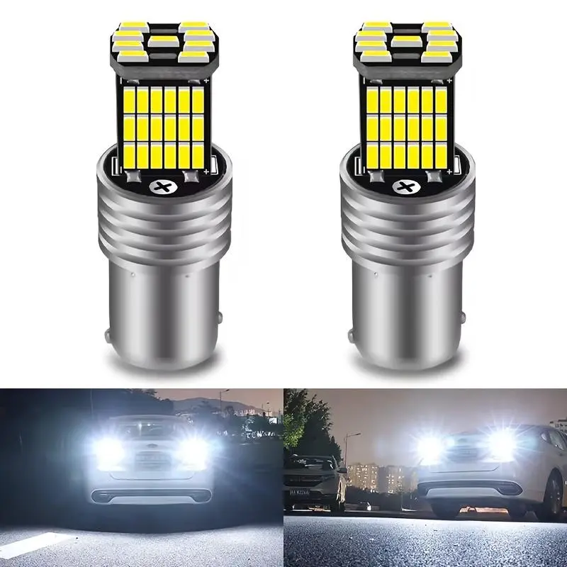 2Pack 1156 BA15S P21W Car LED Reverse Light Bulb 45pcs 4014SMD For VW Passat B5 B6 Golf Canbus Auto Lamp Error Free DC 12V