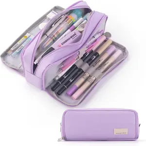 Large Capacity Pencil Case 3 Compartment Pouch Pen Bag for School Teen Girl Boy Men Women