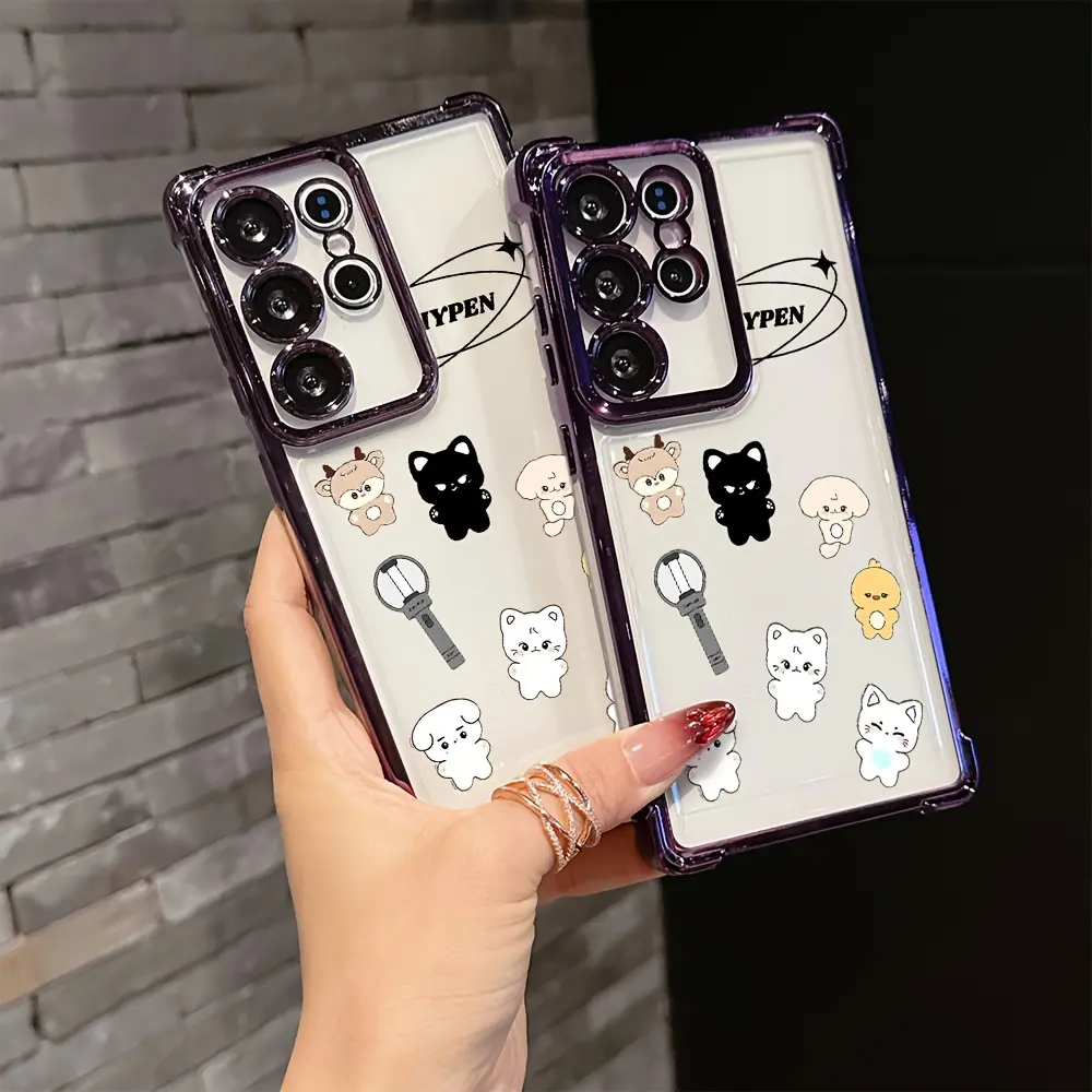 Phone Case: Hot K-KPOP ENHYPENS Fahsion Pattern Phone Case Suitable for Samsung Galaxy S25 S24 S23 S22 S21 S20 FE Ultra Plus Edge 4G 5G Anti Fall Transparent Soft Back Cover