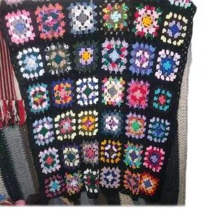 Multi color Afghan/blanket Black