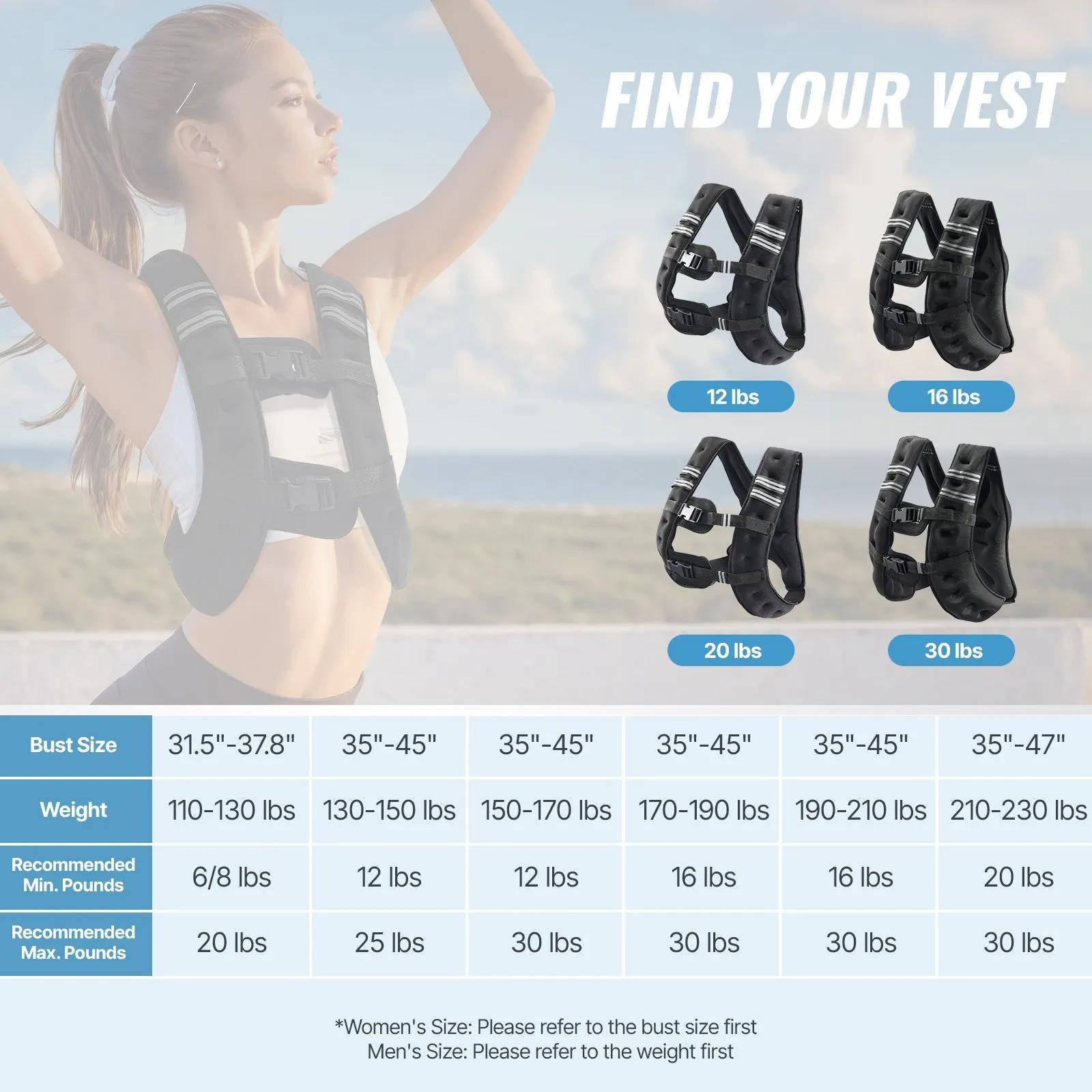 VEVOR Weighted Vest, 12 lbs Weight Vest with Reflective Stripe, Adjustable Buckle Body Weight Vest for Men Women, Workout Equipment for Strength Training, Running, Jogging VEVOR Weighted Vest, 12 lbs Weight Vest with Reflective Stripe, Adjustable Buckle Body Weight Vest for Men Women, Workout Equipment for Strength Training, Running, Jogging