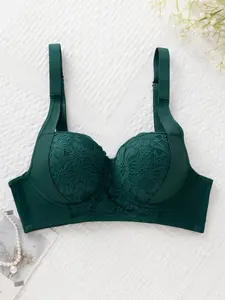 Lace-Trimmed Underwire Push-Up Bra, Comfortable Shaping Bra, High Elasticity for Daily Wear, Sexy and Flattering Fit