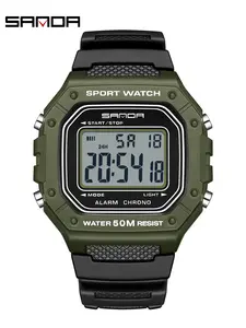 Multifunctional Square Single Display Night Light Thin Watch, Unisex Alarm Clock, Sleep Tracker, Electronic Wristwatch