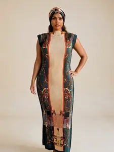 Women's Elegant Animal Print Wrap Dress Set, Slim-Fitting Long Robe Shawl + Silk Scarf, Beach Sun Protection, All Seasons