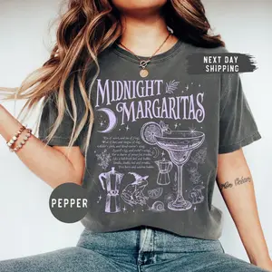 Midnight Margaritas Comfort Colors Shirt, Salt Rosemary Lavender Love Tee, Witchy Cocktail Graphic Shirt, Cozy Autumn Witch T-Shirt, Magical Halloween Apparel