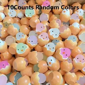 Random Color Luminous Cute Eggshell Chick Play House Toy, 10pcs/set Egg White Resin Car Decoration, Glow in The Dark Jewelry Accessories