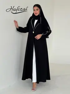 Hafizah 2026 Summer New Modest Cross-Border Long Dress, Fashionable Elegant Open Front Jacket with Embroidery and Headscarf, Hijab Abaya, Islamic Modesty Clothes