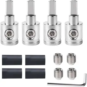 4PCS Heavy-Duty Car Stereo Audio Wire Reducer - 0 Gauge to 4 Gauge for Amp Input, AWG Pin Power & Ground Connection