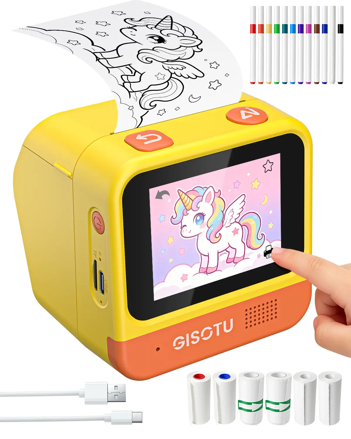 Gisotu，Sticker POP ，AI Voice-Powered Sticker Printer | Turn Imagination Into Real Creations | Screen-Free, Portable, Inkless & Kid-Safe Design for Ages 5+ | Imagination, Focus & Self-Expression | Perfect for Home, School, Travel, Parties & Gifts