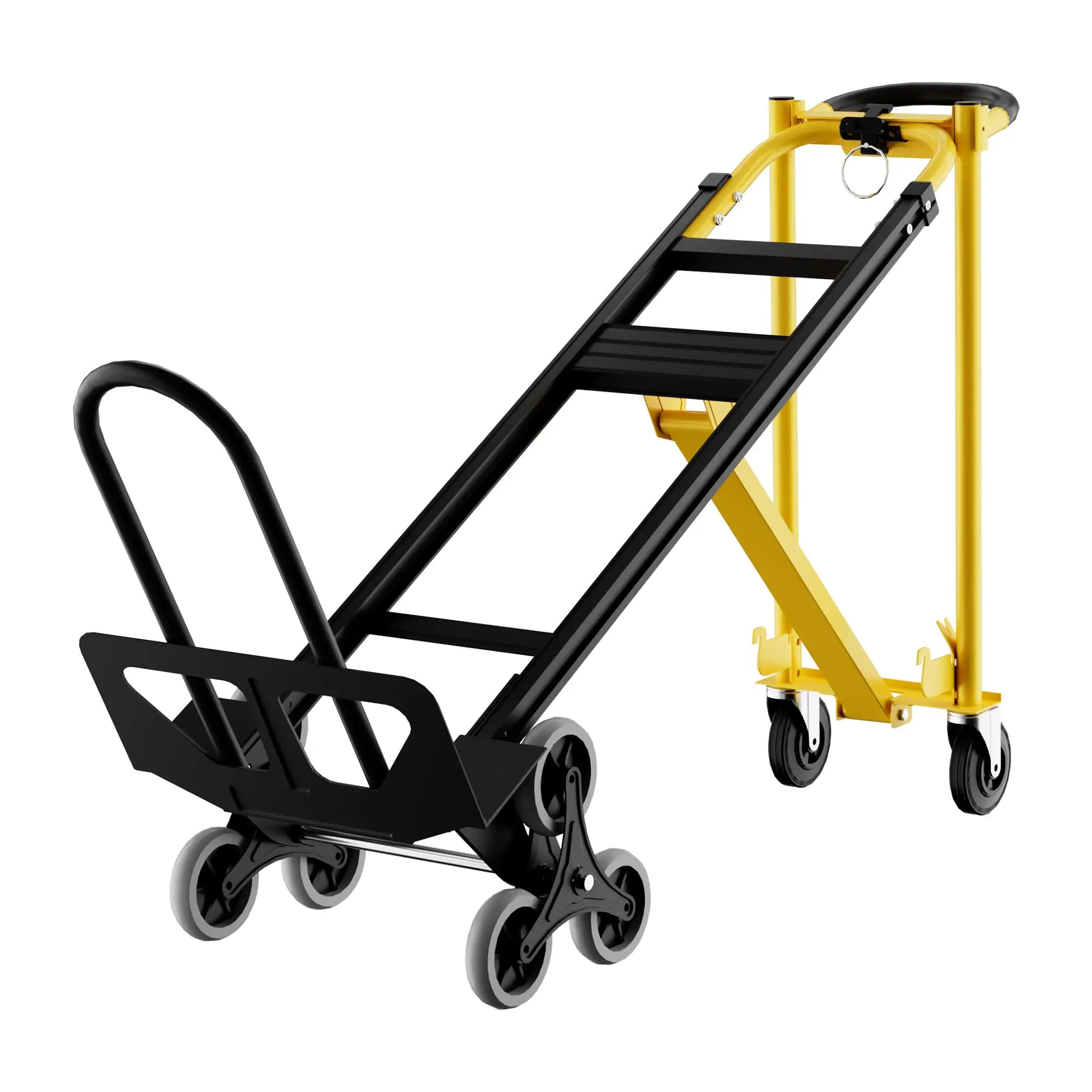 Garvee Stair Climbing Hand Truck, 800 Lbs Capacity Heavy Duty Aluminum Dolly, 3-in-1 Convertible Cart with Stair Climber Wheels, Stair Climbing Cart for Moving, Warehouse Transport - Yellow